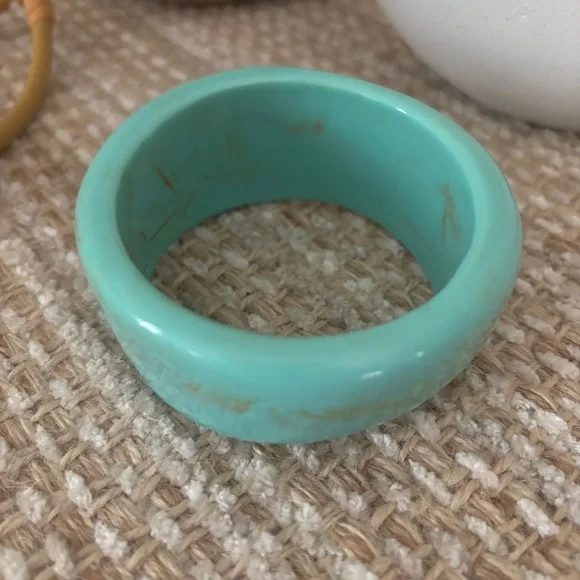 Coral Silvertone Statement Cuff Bracelet Turquoise Acrylic Bangle Jewelry Bundle - Picture 5 of 6